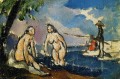 Bañistas y pescadores con hilo Paul Cezanne